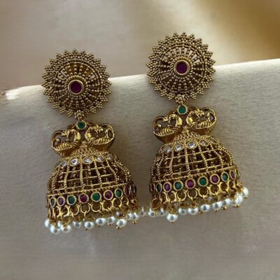 Peacock Jhumka White