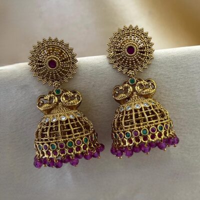 Peacock Jhumka Pink