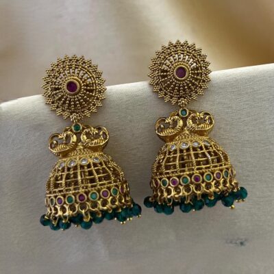 Peacock Jhumka Green
