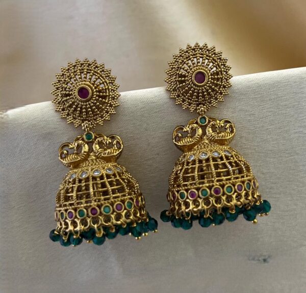 Peacock Jhumka Green