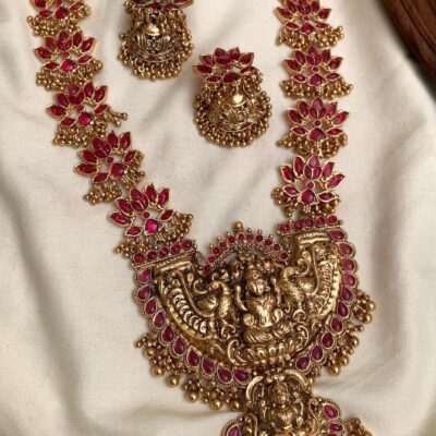 Double Lakshmi Locket Thamara Red Haaram