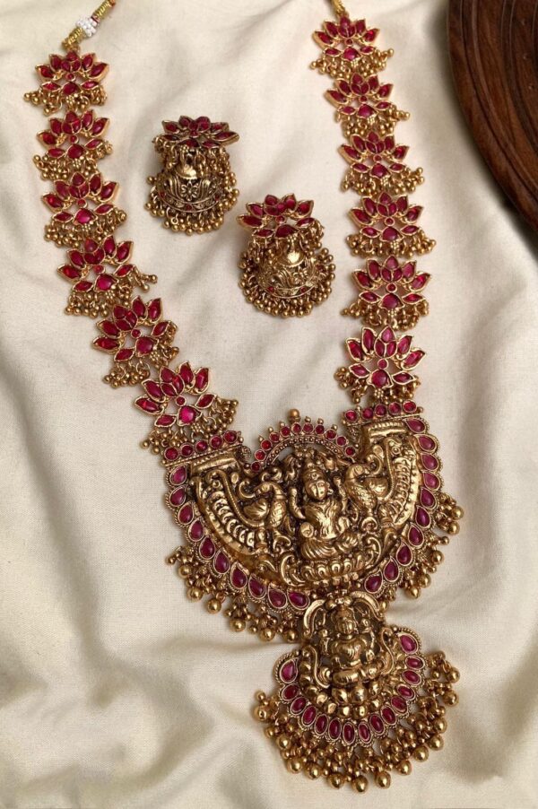 Double Lakshmi Locket Thamara Red Haaram