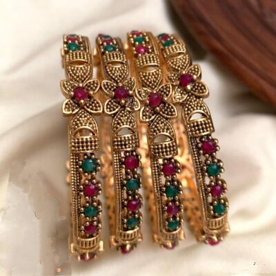 Green Red Stone Bangles