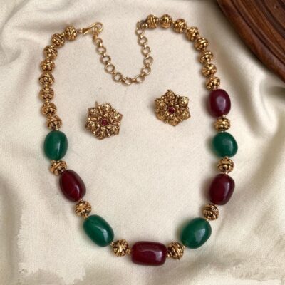 Multi Pearl And Gold Flower Earrings