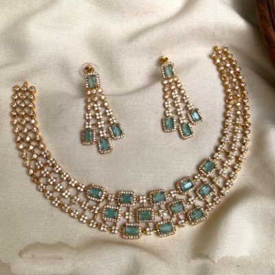 Malathi AD Pastal Blue Necklace