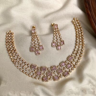 Malathi AD Pastal Pink Necklace