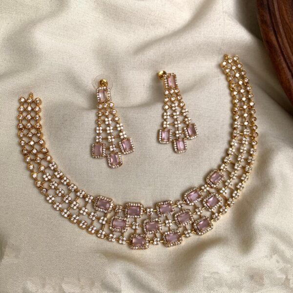 Malathi AD Pastal Pink Necklace