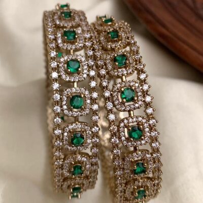 Vajra Green Stone Bangles