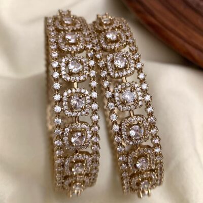 Vajra White Stone Bangles
