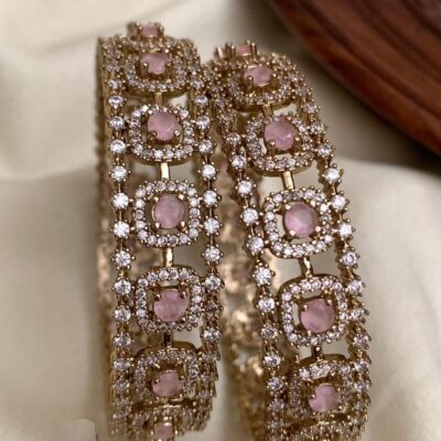 Vajra Pink Stone Bangles
