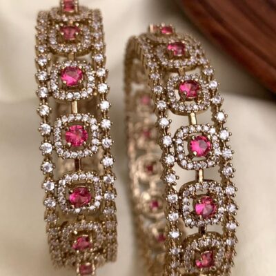 Vajra Pink Stone Bangles