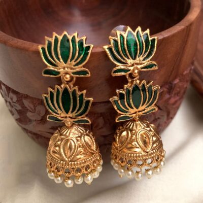 Greenish Lotus Jhumka