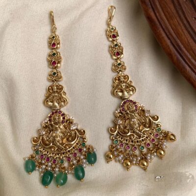 Krishna maangtikka Green And Gold