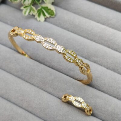 Stone Chain Bangle With Ring