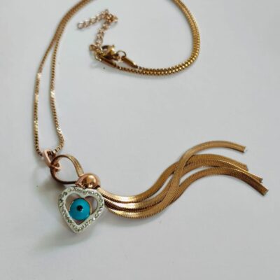 Blue Eye Heart Locket Chain