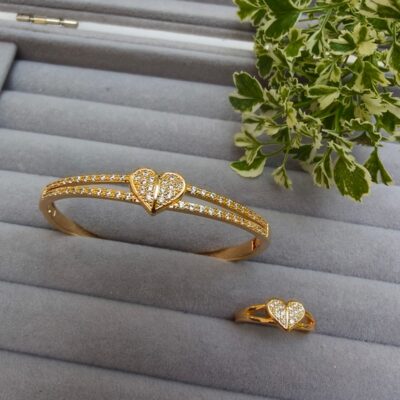 Heart Bangle With Heart Ring